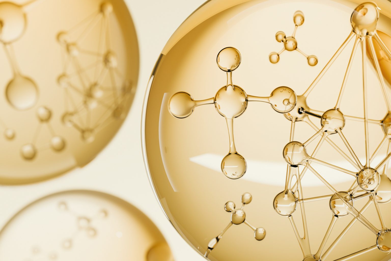 Golden molecular structures in petri dishes