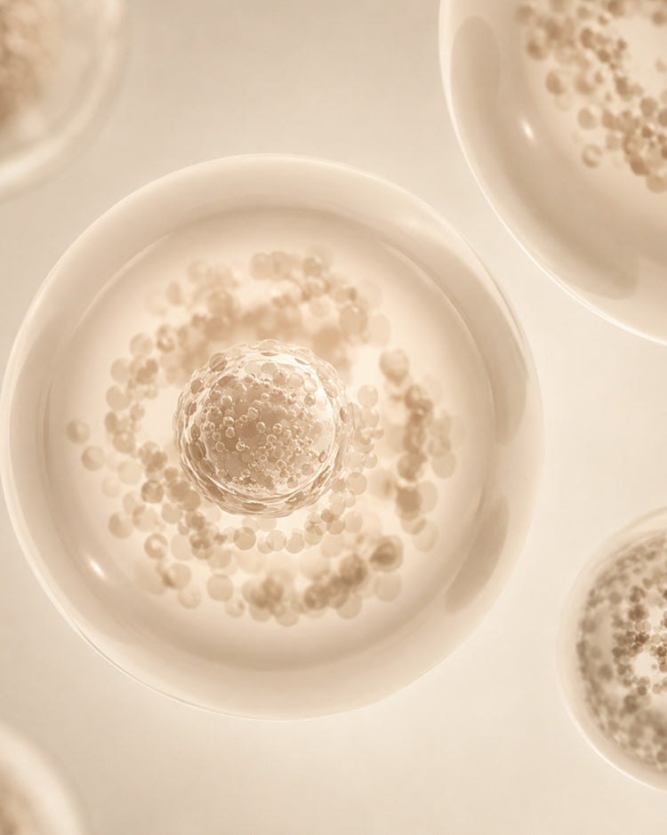 Warm-toned cellular spheres in close-up