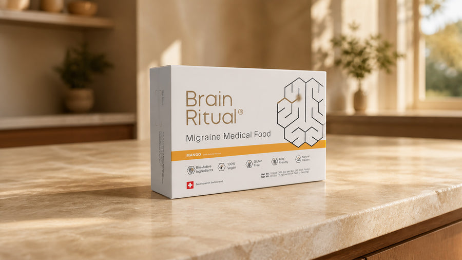 Brain Ritual Mango box on stone counter