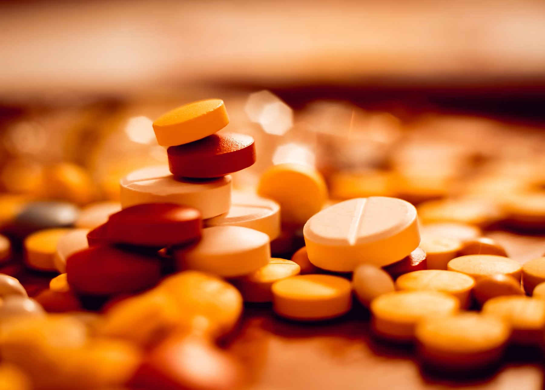 Warm close-up of pills