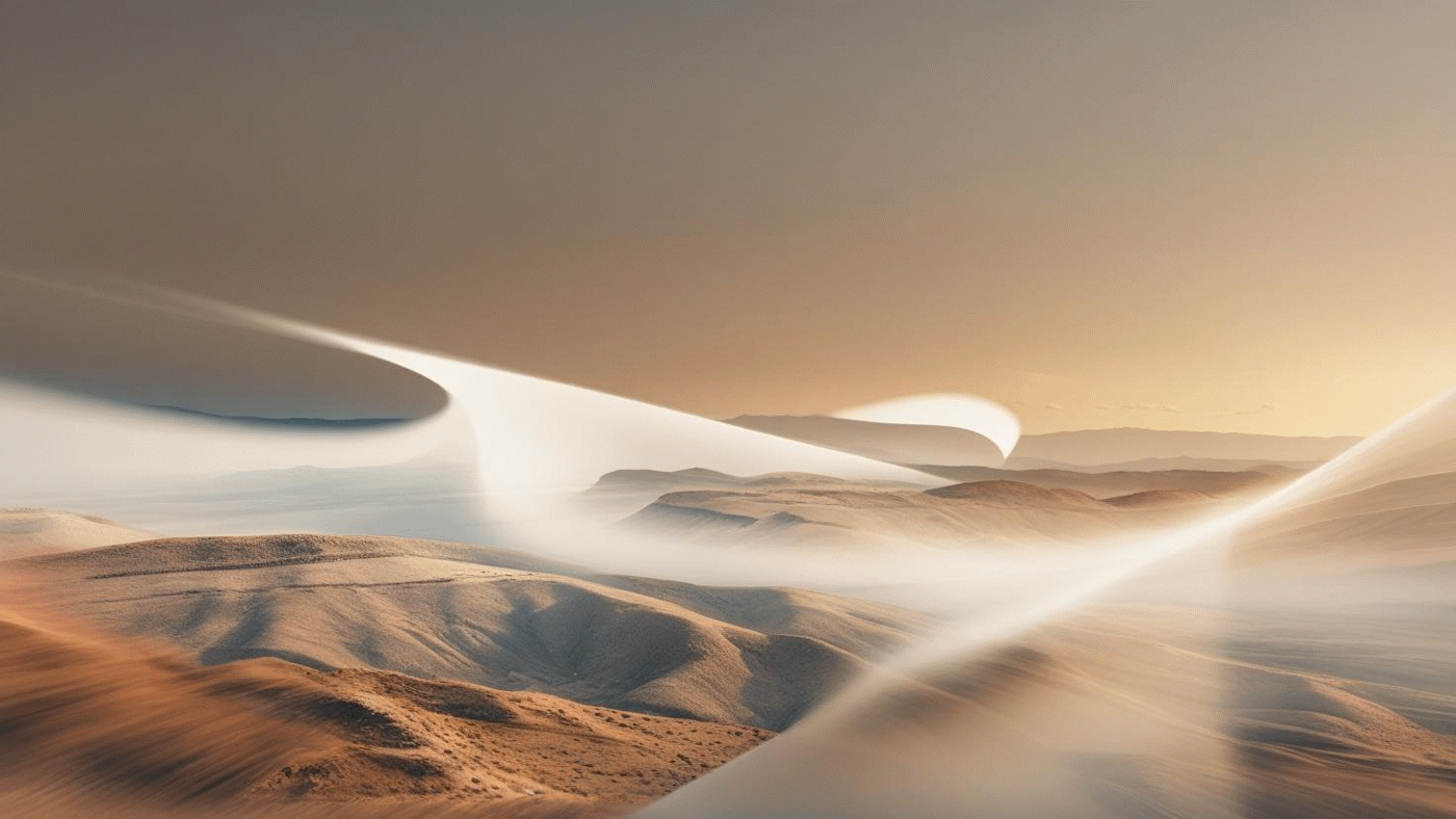 Abstract desert landscape with blurred light streaks