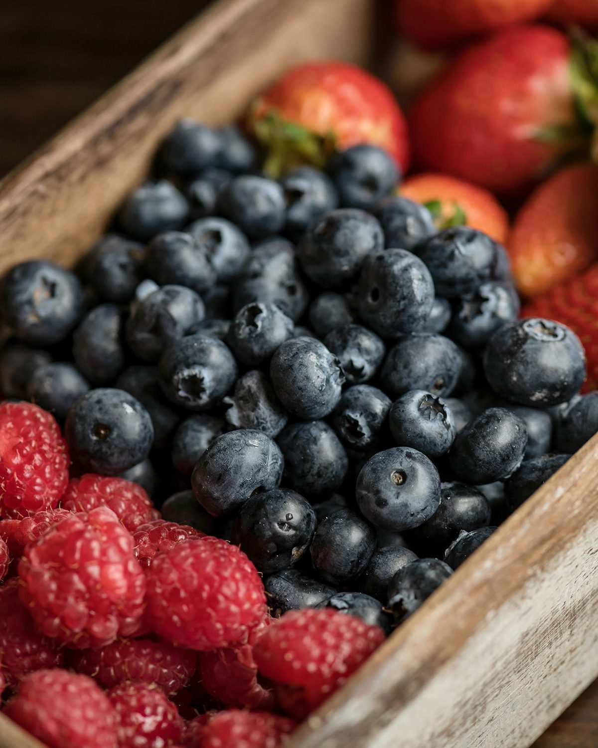Blueberries, raspberries, and strawberries