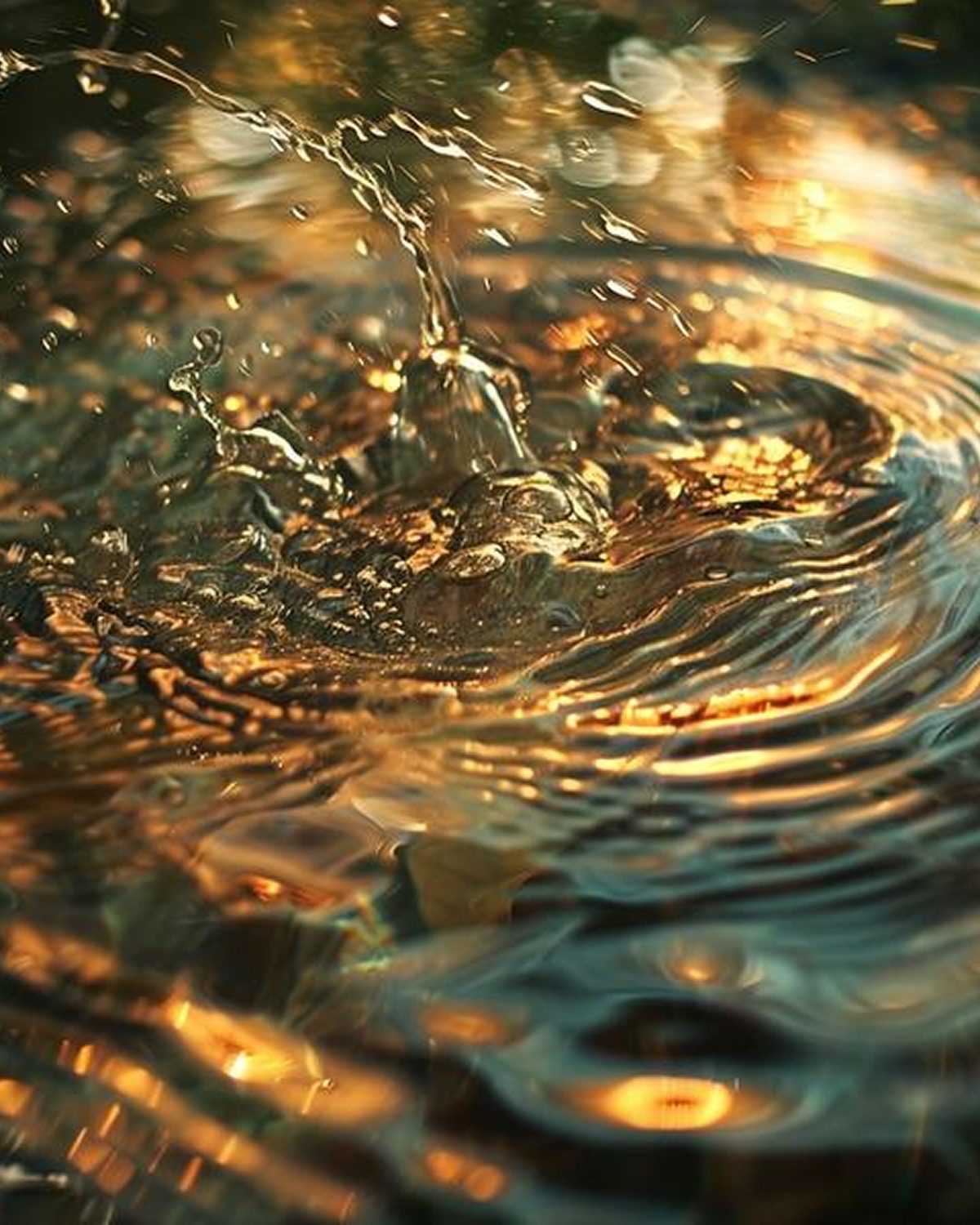 Golden water splash