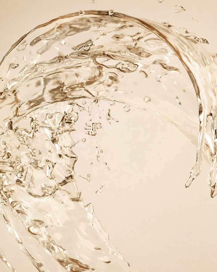 Clear water splash on a warm neutral background